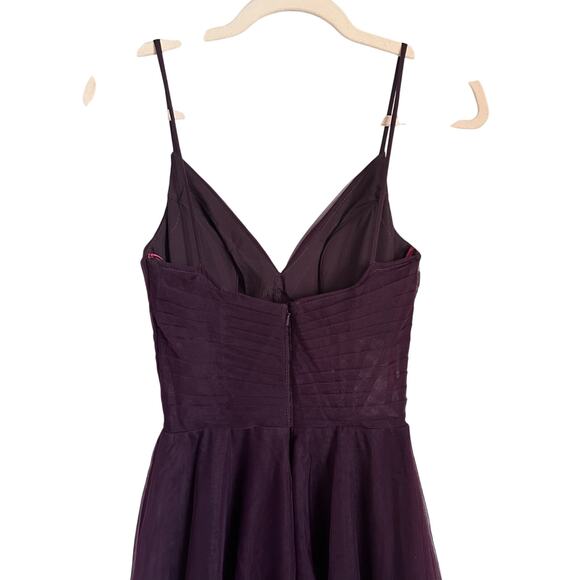 La Femme Corset Sheer Bodice Tulle Maxi Gown NEW Dark Berry Purple Size 2 - Picture 12 of 13